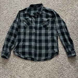 Black and Gray Checkered Men's Shirt